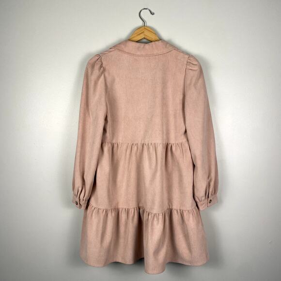 ZARA Corduroy Tiered Long Sleeve Mini Dress in Pink XS - Picture 7 of 7
